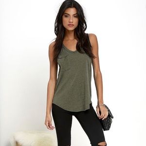 Only Olive Green Halter Sleeveless Tank Top